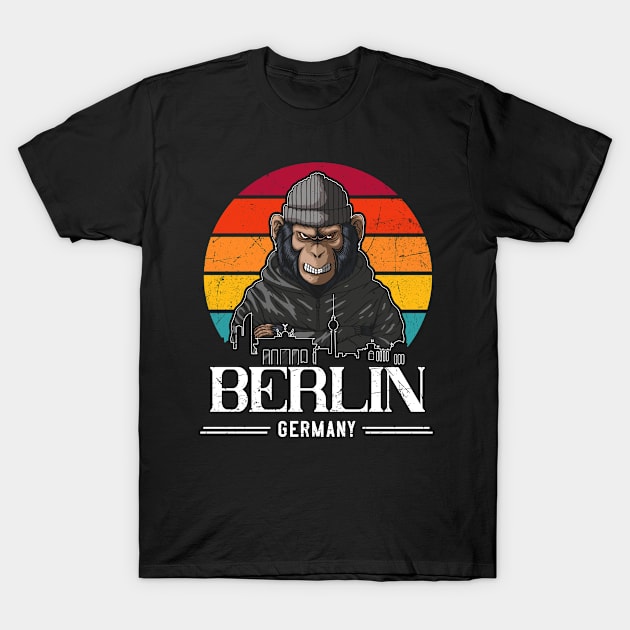 Berlin Retro Monkey Berliner T-Shirt by Foxxy Merch